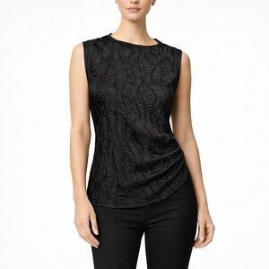 Chic Black Textured Sleeveless Blouse NWT